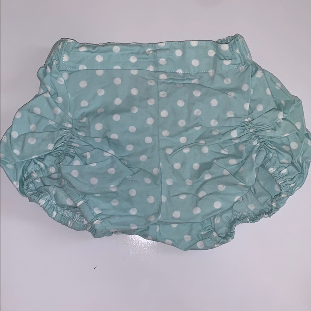 Pastel blue/mint polka dot ruched shorties